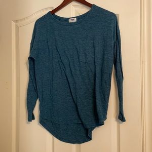 Blue long sleeve tee with pocket